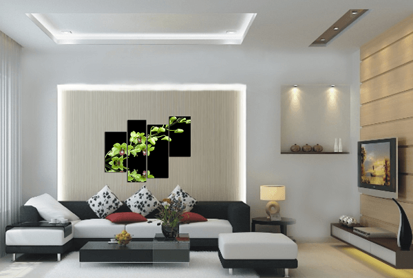 Description:  Nội thất phòng khách nhà cấp 4
